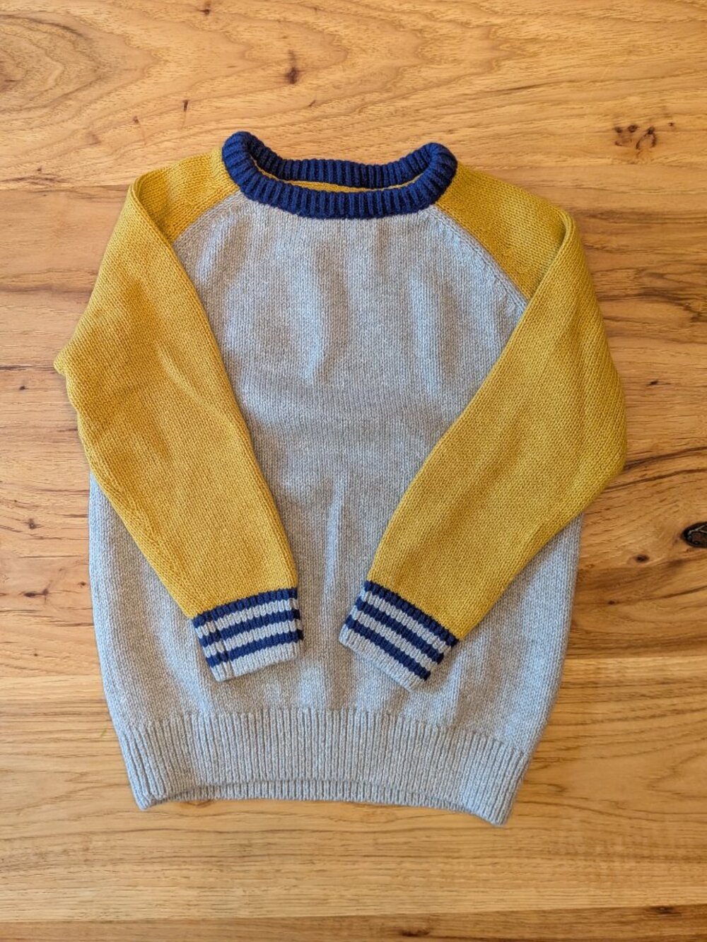 Boden Kids Gray and Yellow Raglan Sweater - Size 5-6